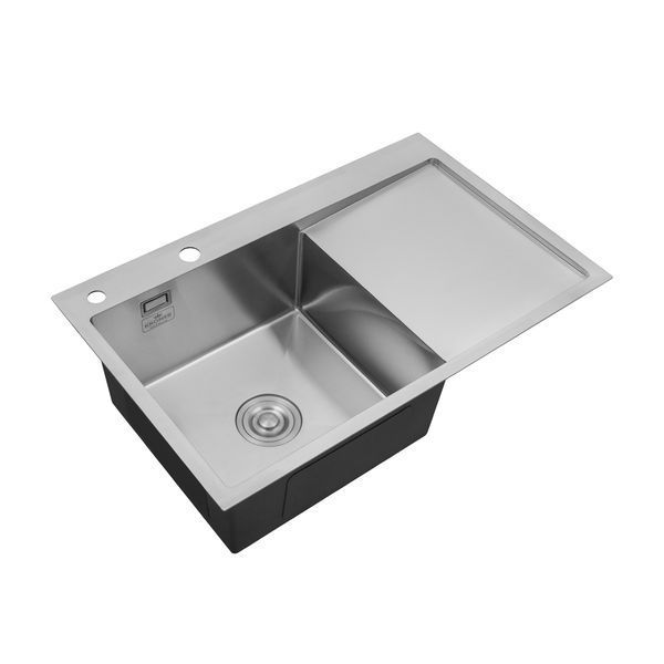 Комплект кухонна мийка Kroner Geb&uuml;rstet-7849LHM + змішувач Edelstahl Klassisch-ESG03815BLK + дозатор Spender-016 CVS30107 фото