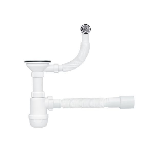 Сифон для кухонної мийки ANIplast 3 1/2''х40 мм з різьбовим випуском, з круглим переливом A0145SP15EU CV009898 фото
