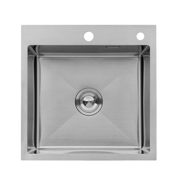 Комплект кухонна мийка Kroner Geb&uuml;rstet-5050HM + змішувач K&uuml;che-C031BLK + дозатор Spender-016 CVS30109 фото