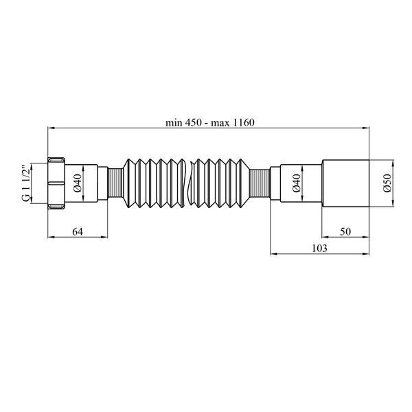 Гофротруба Agua GN46 1 1/2''х40/50 мм 460-1100 мм з накидною гайкою CV033446 фото