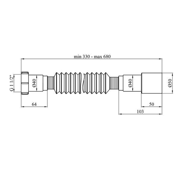 Гофротруба Agua GN31 1 1/2''х40/50 мм 310-650 мм з накидною гайкою CV033447 фото