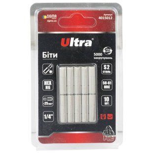 Біти HEX 6&times;25мм &frac14;" 10шт S2 (блістер) ULTRA (4015012) 4015012 фото