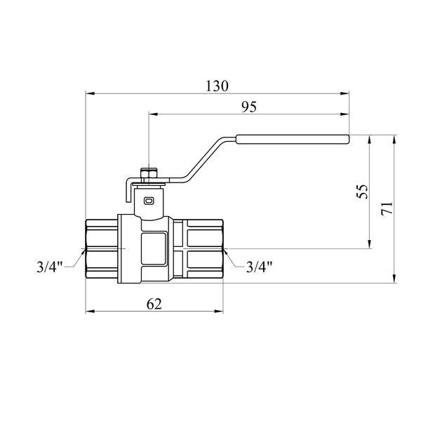 Кран кульовий Kroner 3/4" ВВ PN40 ручка, нікельований CV033216 фото