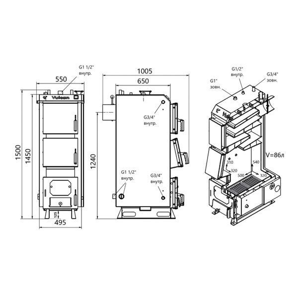 Котел твердопаливний сталевий Thermo Alliance Vulcan V 5.0 SF 20 SD00054028 фото