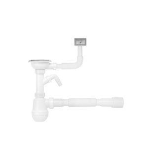 Сифон для кухонної мийки Kroner KRP - KS02-1 3 1/2"х40/50 мм з відводом для пральної машини, з квадратним переливом CV032075 фото