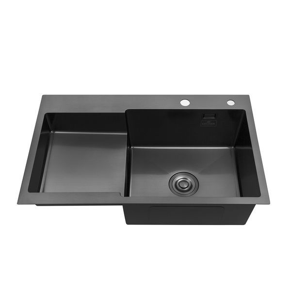 Комплект кухонна мийка Kroner Schwarze-7848RHM PVD + змішувач Edelstahl Klassisch-SCH035PVD + дозатор Spender-SCH049 CVS30120 фото