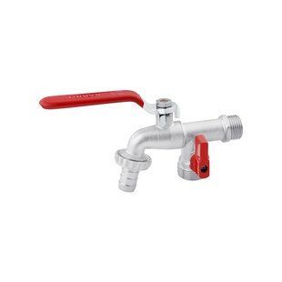 Кран для поливу Karro на 2 виходи 1/2"x3/4" PN40 з пластиковим виходом Garden, нікельований KR-12014 CV010824 фото