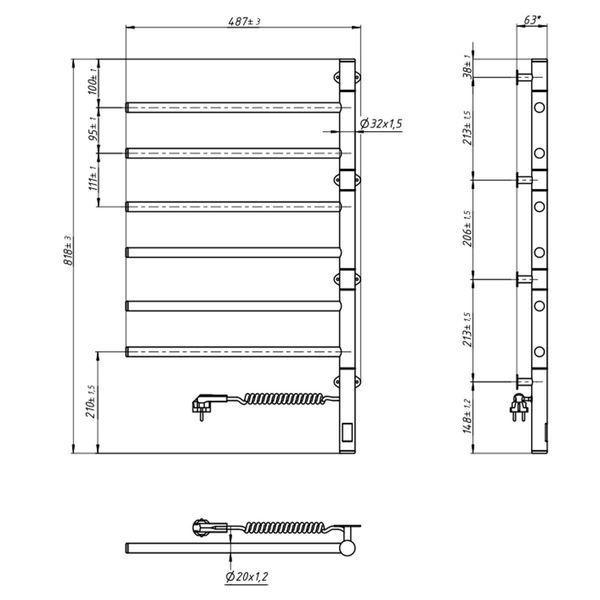 Рушникосушка Arabesque 480х800 Sensor з таймером, чорний муар 12-223033-4880 фото