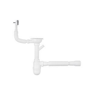 Сифон для кухонної мийки Agua KS02R-1 3 1/2''х40/50 мм з відводом для пральної машини, з круглим переливом CV033463 фото