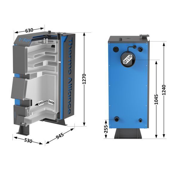 Котел твердопаливний сталевий Thermo Alliance Ferrum V 4.0 FSF 26 SD00051318 фото