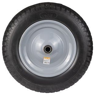 Колесо для тачки безкамерне поліуретанове 14" (3.50-8) 370&times;80мм вісь &Oslash;16мм довжина 90мм FLORA (5058364) 5058364 фото