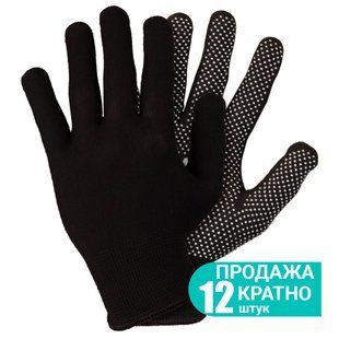 Рукавички трикотажні з точковим ПВХ покриттям р8 Мікроточка (чорні) КРАТНО 12 парам SIGMA (9442941) 9442941 фото
