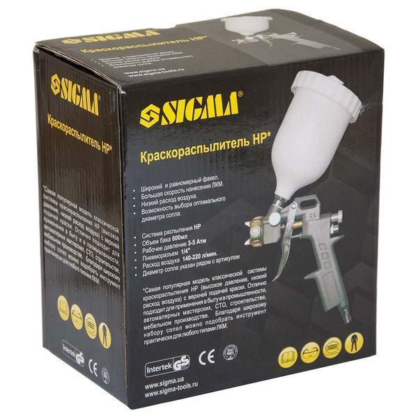 Фарборозпилювач HP &Oslash;1.4мм 85-225л/хв 3.5бар в/б 600мл (пласт) SIGMA (6811101) 6811101 фото