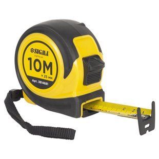 Рулетка обгумована Compact двостороннє полотно/зачіп 10м&times;25мм SIGMA (3814681) 3814681 фото