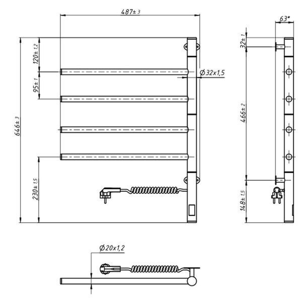 Рушникосушка Arabesque 480х600 Sensor з таймером, чорний муар 12-223033-4860 фото