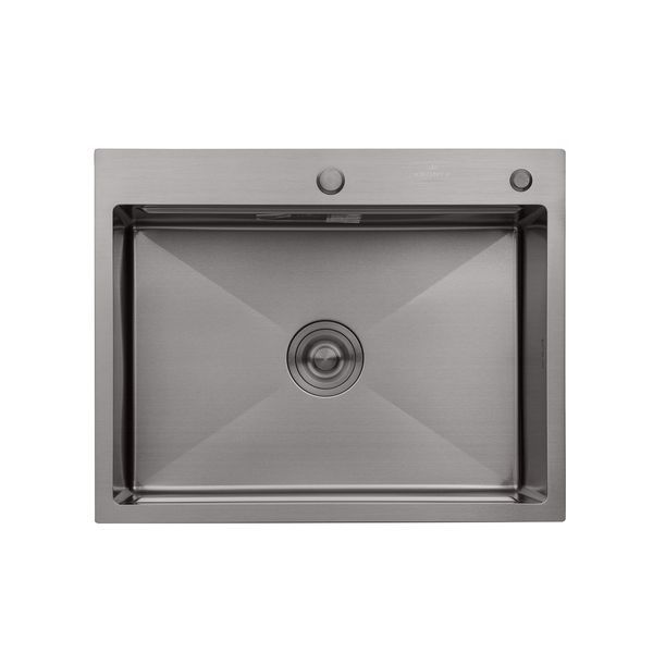 Комплект кухонна мийка Kroner Schwarze-6350HM PVD + змішувач Graz-GRP030 + дозатор Spender-026 CVS29809 фото