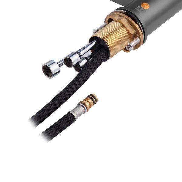 Комплект кухонна мийка Kroner Schwarze-6350HM PVD + змішувач Graz-GRP030 + дозатор Spender-026 CVS29809 фото