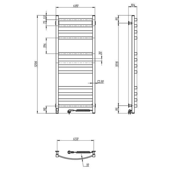 Рушникосушка електрична Navin Avalon 480х1200 Sensor права, біла 12-103053-4812 фото