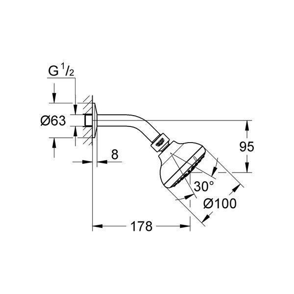 Лійка для верхнього душу Grohe New Tempesta 100 26088001 CV036233 фото